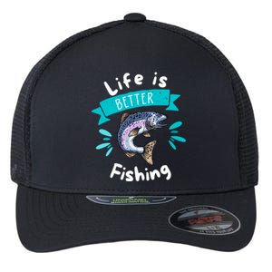 Life Is Better With Fishing Flexfit Unipanel Trucker Cap