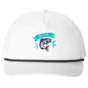 Life Is Better With Fishing Snapback Five-Panel Rope Hat