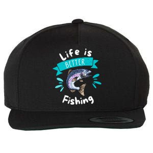 Life Is Better With Fishing Wool Snapback Cap