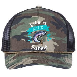 Life Is Better With Fishing Retro Rope Trucker Hat Cap