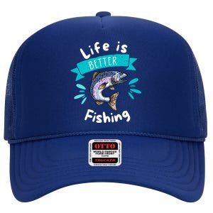 Life Is Better With Fishing High Crown Mesh Back Trucker Hat