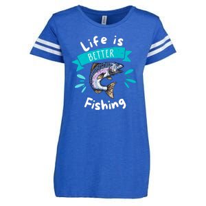 Life Is Better With Fishing Enza Ladies Jersey Football T-Shirt