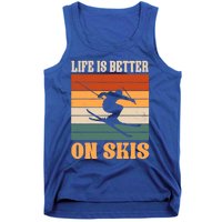 Life Is Better On Skis Funny Retro Skier Costume Skiing Gift Tank Top