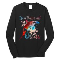 LIFE IS BETTER WITH ORCAS Killer Whale Watercolor Girl Long Sleeve Shirt