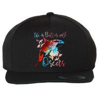 LIFE IS BETTER WITH ORCAS Killer Whale Watercolor Girl Wool Snapback Cap