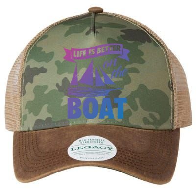 Life Is Better On The Boat Funny Lake Great Gift Legacy Tie Dye Trucker Hat