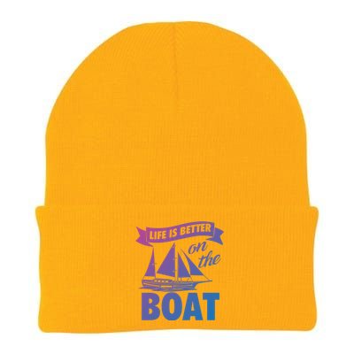 Life Is Better On The Boat Funny Lake Great Gift Knit Cap Winter Beanie