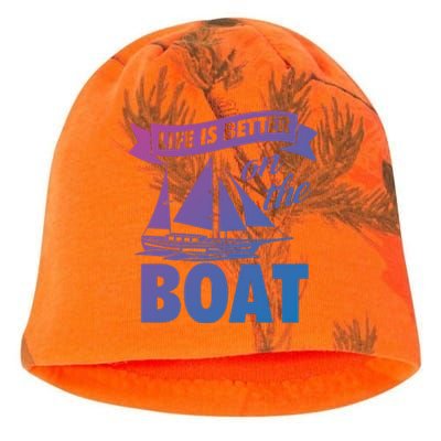 Life Is Better On The Boat Funny Lake Great Gift Kati - Camo Knit Beanie