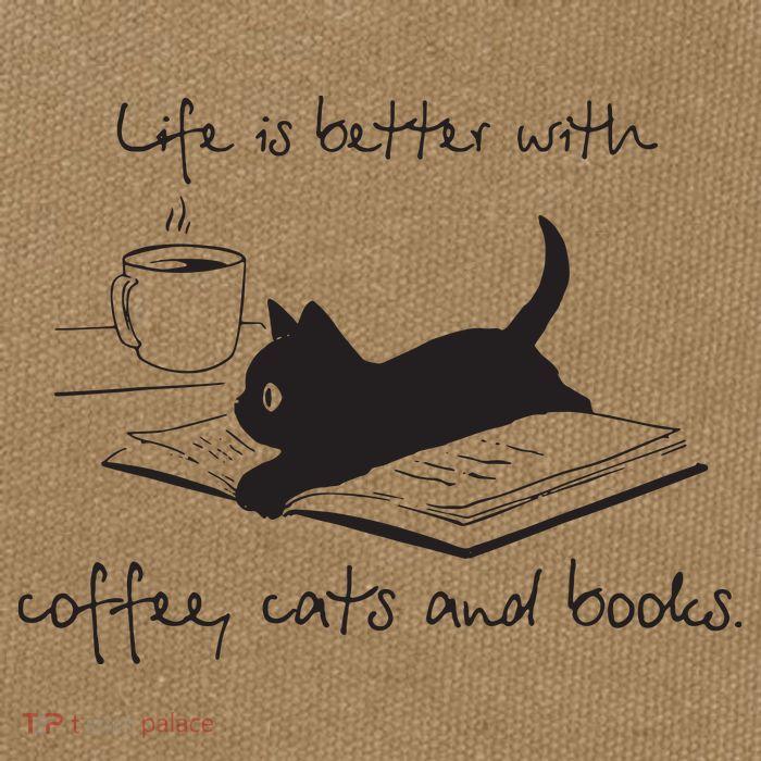 Life Is Better With Books Cats And Coffee Cotton Canvas Backpack