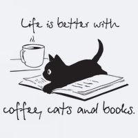 Life Is Better With Books Cats And Coffee Sueded Cloud Jersey T-Shirt