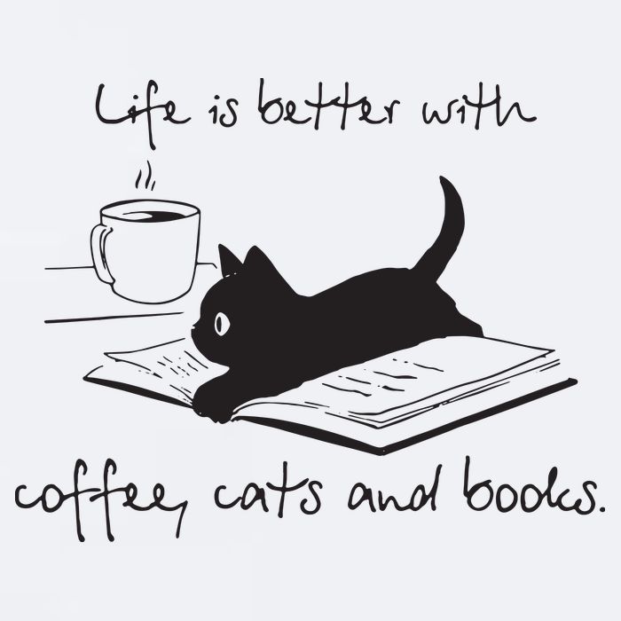 Life Is Better With Books Cats And Coffee Sueded Cloud Jersey T-Shirt
