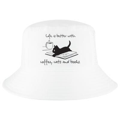 Life Is Better With Books Cats And Coffee Cool Comfort Performance Bucket Hat