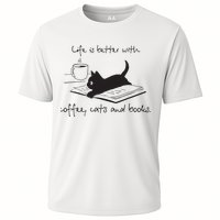 Life Is Better With Books Cats And Coffee Performance Shirt