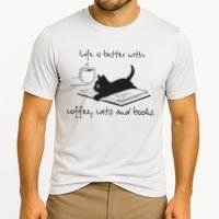 Life Is Better With Books Cats And Coffee Performance Shirt