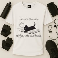 Life Is Better With Books Cats And Coffee Performance Shirt