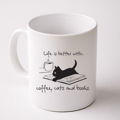 Life Is Better With Books Cats And Coffee Mug