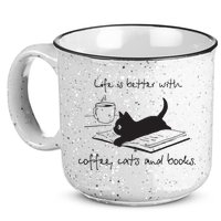 Life Is Better With Books Cats And Coffee 15oz Campfire Ceramic Mug