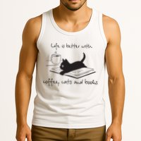 Life Is Better With Books Cats And Coffee Tank Top