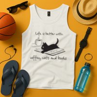 Life Is Better With Books Cats And Coffee Tank Top