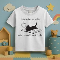 Life Is Better With Books Cats And Coffee Toddler T-Shirt
