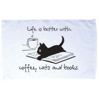 Life Is Better With Books Cats And Coffee Microfiber Hand Towel