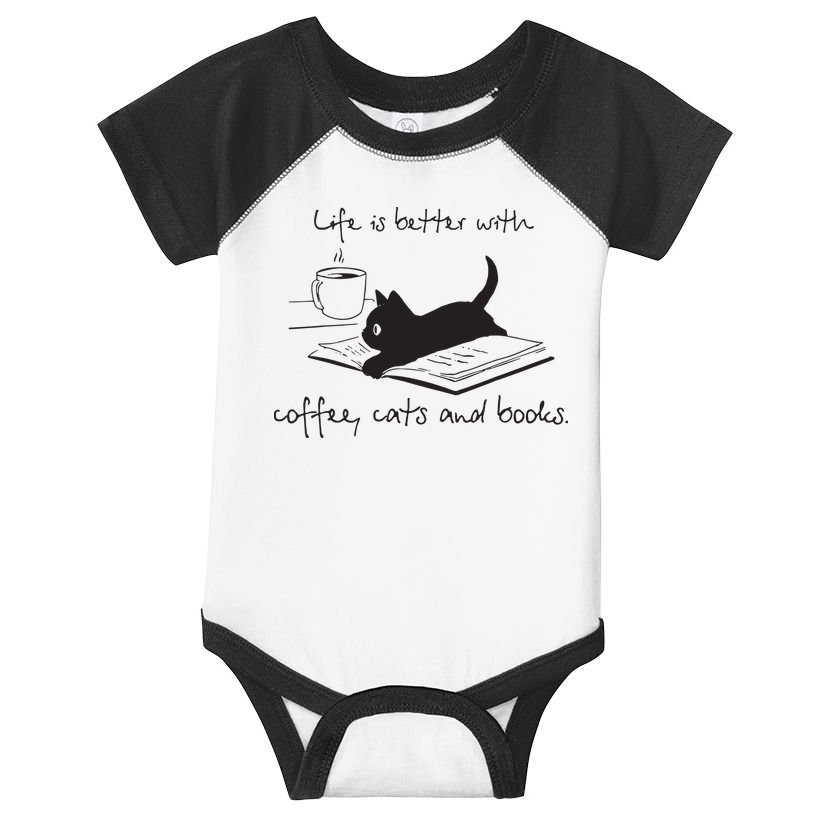Life Is Better With Books Cats And Coffee Infant Baby Jersey Bodysuit