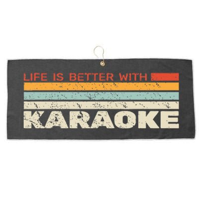 Life Is Better With Karaoke Vintage Microphone Music Singer Large Microfiber Waffle Golf Towel