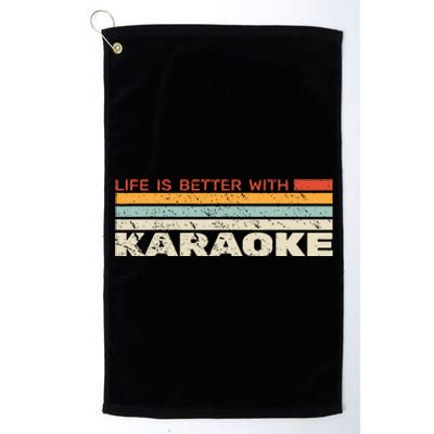 Life Is Better With Karaoke Vintage Microphone Music Singer Platinum Collection Golf Towel