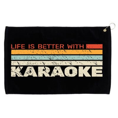 Life Is Better With Karaoke Vintage Microphone Music Singer Grommeted Golf Towel