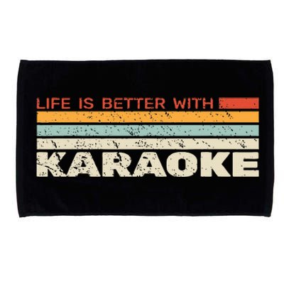 Life Is Better With Karaoke Vintage Microphone Music Singer Microfiber Hand Towel