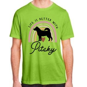 Life Is Better Pitsky Rainbow Dog Mom Gift Adult ChromaSoft Performance T-Shirt