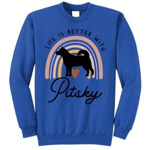 Life Is Better Pitsky Rainbow Dog Mom Gift Sweatshirt