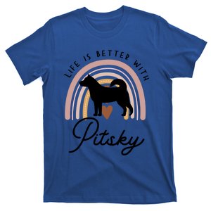 Life Is Better Pitsky Rainbow Dog Mom Gift T-Shirt