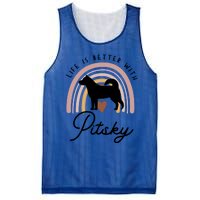 Life Is Better Pitsky Rainbow Dog Mom Gift Mesh Reversible Basketball Jersey Tank