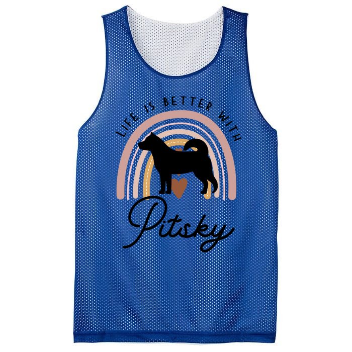 Life Is Better Pitsky Rainbow Dog Mom Gift Mesh Reversible Basketball Jersey Tank