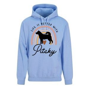 Life Is Better Pitsky Rainbow Dog Mom Gift Unisex Surf Hoodie