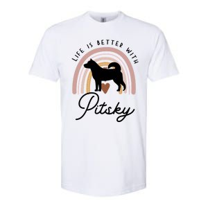 Life Is Better Pitsky Rainbow Dog Mom Gift Softstyle CVC T-Shirt