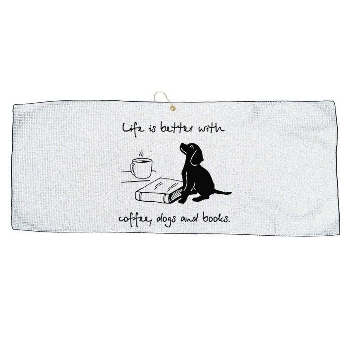 Life Is Better With Coffee Dogs and Books Mother's Day Large Microfiber Waffle Golf Towel