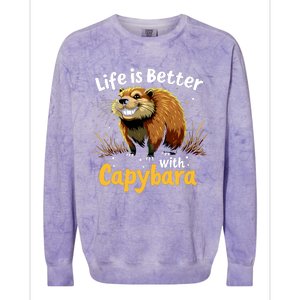 Life Is Better With Capybara Colorblast Crewneck Sweatshirt