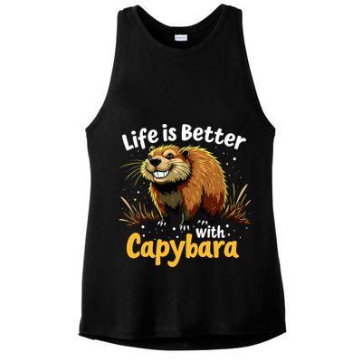 Life Is Better With Capybara Ladies PosiCharge Tri-Blend Wicking Tank