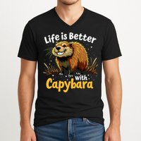 Life Is Better With Capybara V-Neck T-Shirt