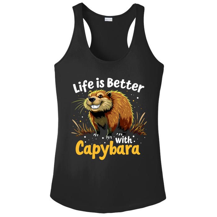 Life Is Better With Capybara Ladies PosiCharge Competitor Racerback Tank