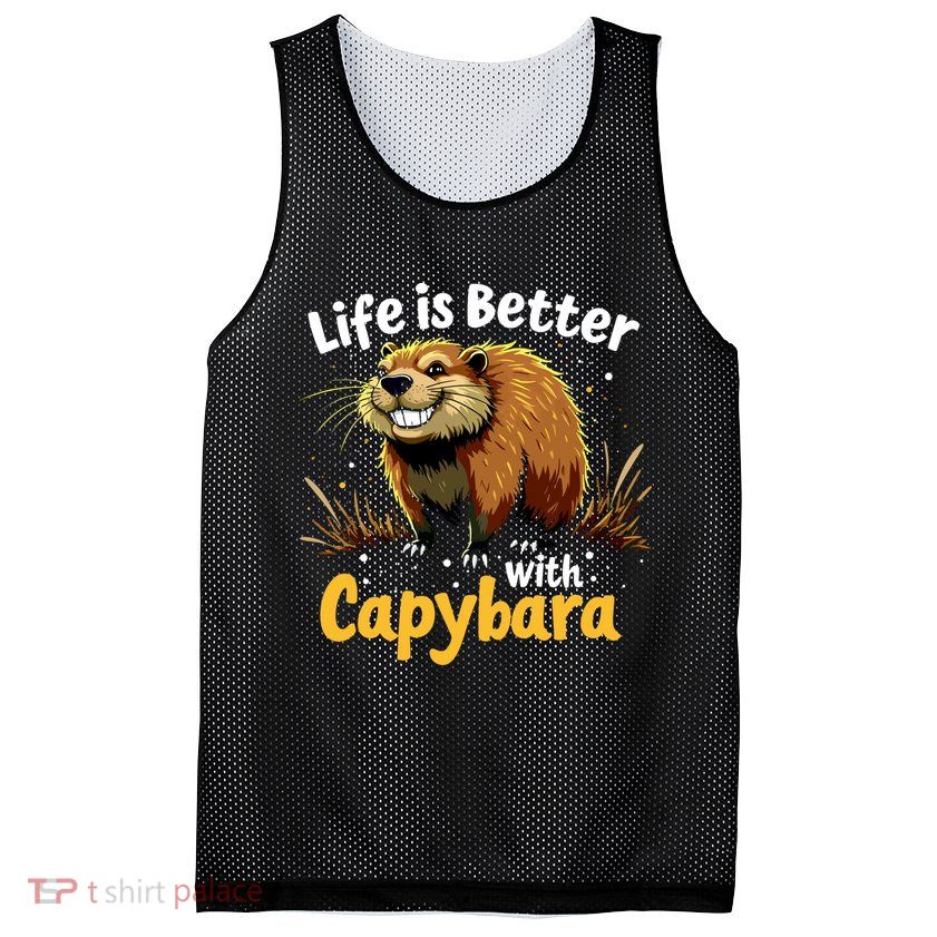 Life Is Better With Capybara Mesh Reversible Basketball Jersey Tank