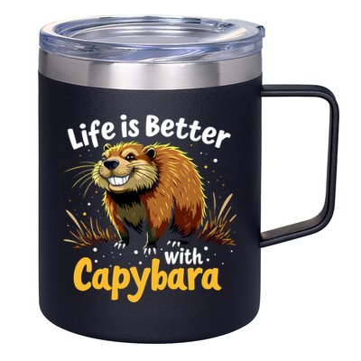 Life Is Better With Capybara 12oz Stainless Steel Coffee Mug