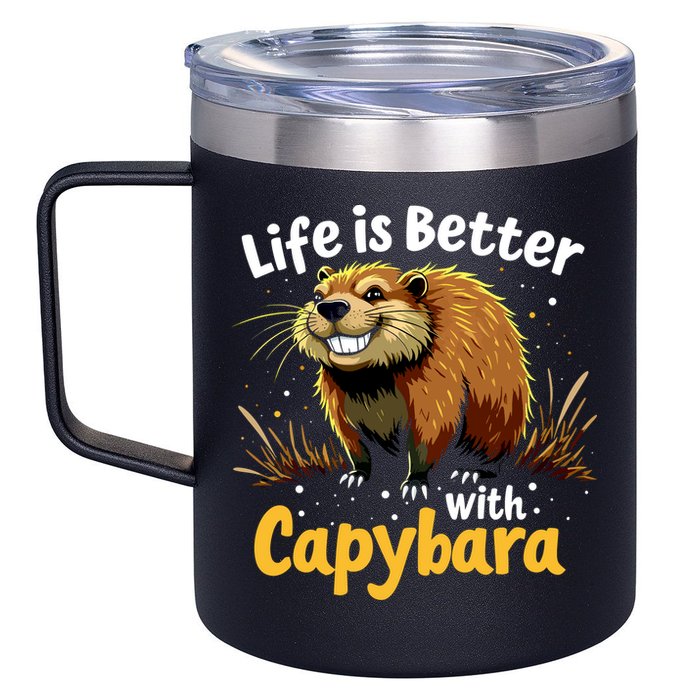 Life Is Better With Capybara 12oz Stainless Steel Coffee Mug