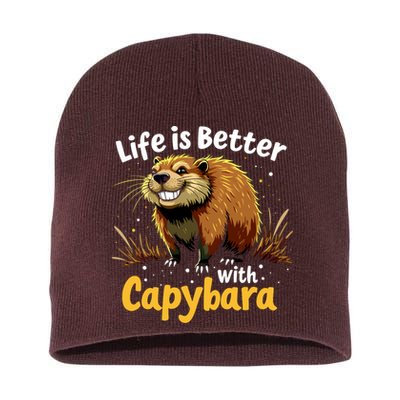Life Is Better With Capybara Short Acrylic Beanie