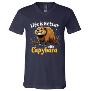 Life Is Better With Capybara V-Neck T-Shirt