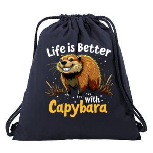 Life Is Better With Capybara Drawstring Bag