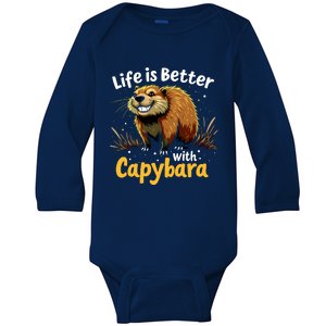 Life Is Better With Capybara Baby Long Sleeve Bodysuit