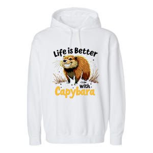 Life Is Better With Capybara Garment-Dyed Fleece Hoodie